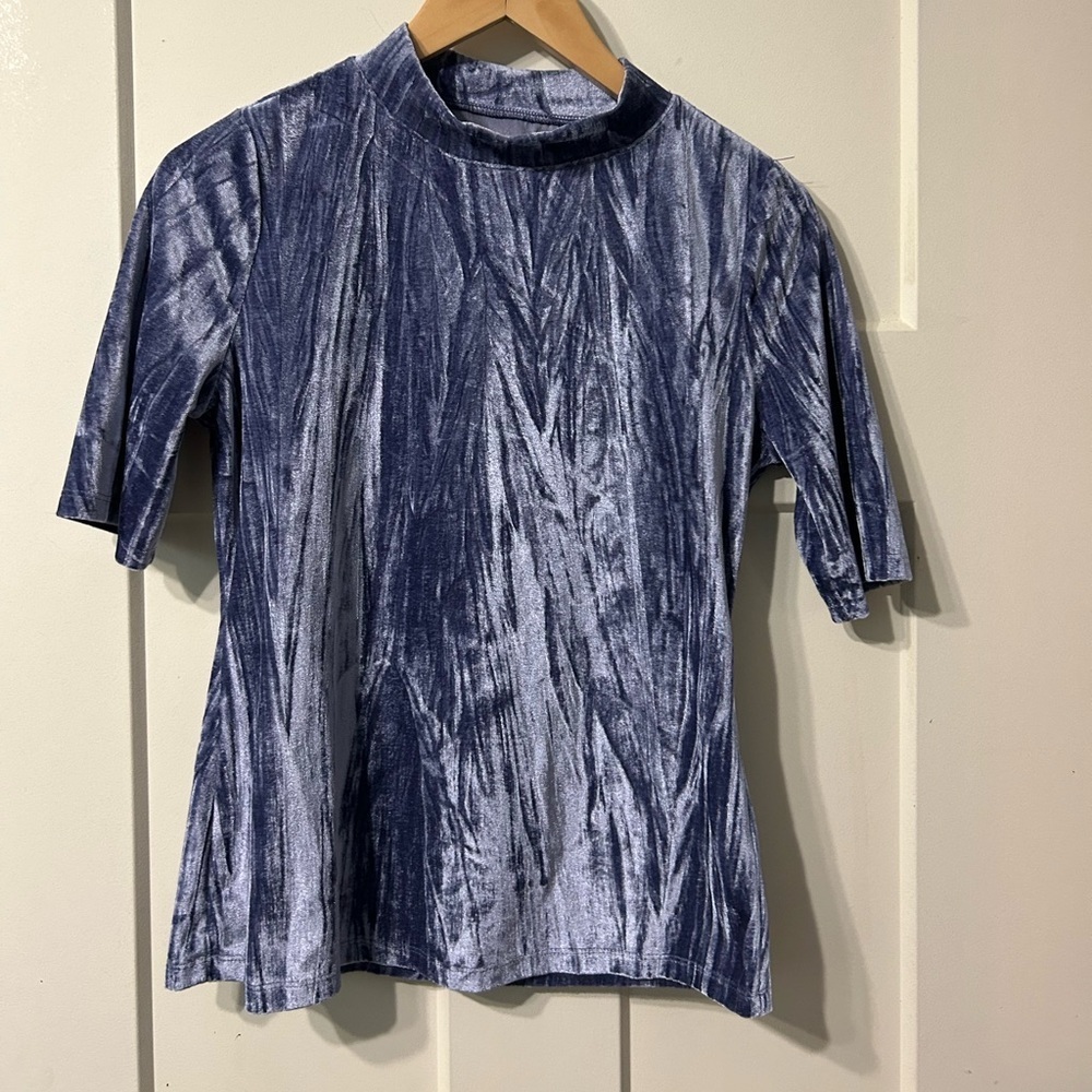 Anthropologie Pilcro Velveteen Shirt Size s Slate Violet Stretch Velvet Velour